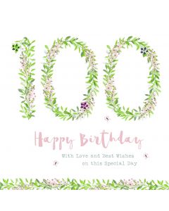 Happy Birthday - 100, with love and best wishes on this special day card