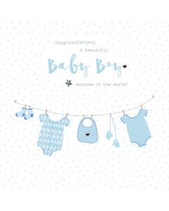 Cogratulations, a beautiful Baby Boy. Welcome to the world card