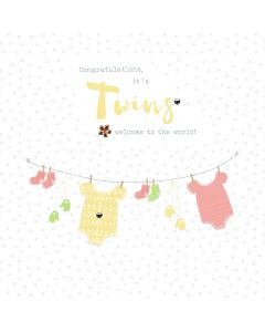 Congratulations, it's twins! Welcome to the world card